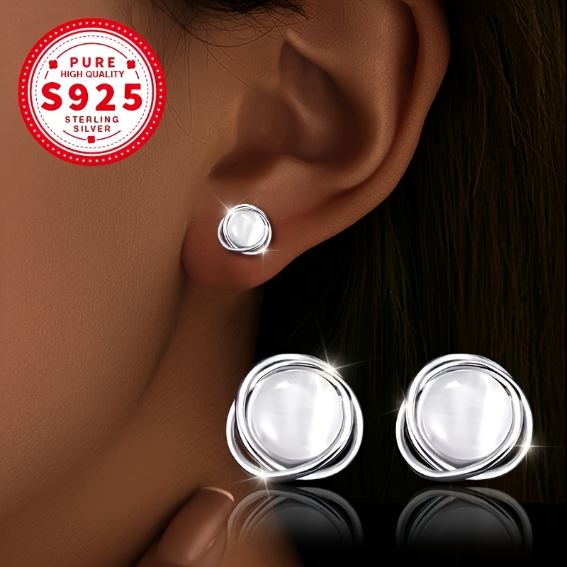 Women's S925 Sparkling Cat Eye Cross Stud Earrings